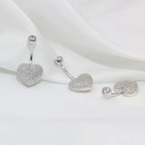 Heart-Shaped Navel Piercing Belly Button Ring Zirconia Silver 925 Body Jewelry