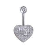 Heart-Shaped Navel Piercing Belly Button Ring Zirconia Silver 925 Body Jewelry