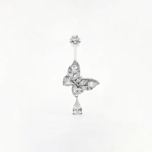 Silver 925 Navel Piercing Belly Button Rings Zircon Butterfly Jewelry