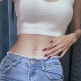 Silver 925 Navel Piercing Belly Button Rings Zircon Butterfly Jewelry