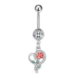 Crystal Stainless Steel Belly Button Ring Butterfly Moon Body Jewelry