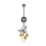 Crystal Stainless Steel Belly Button Ring Butterfly Moon Body Jewelry