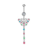 Crystal Stainless Steel Belly Button Ring Butterfly Moon Body Jewelry