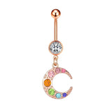 Crystal Stainless Steel Belly Button Ring Butterfly Moon Body Jewelry