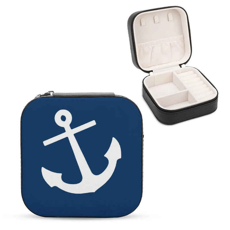 Navy Anchor Jewelry Storage Box Earring Display Organizer