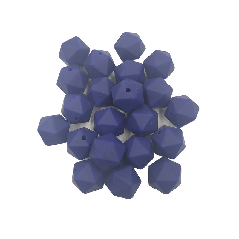 Navy Icosahedron Silicone Bead for Keychain DIY
