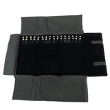 Navy Leather Jewelry Roll Bag Necklace Storage Box