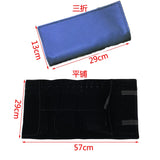 Navy Leather Jewelry Roll Bag Necklace Storage Box