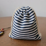 Navy Stripe Linen Pouches 50 Pack 8x10cm 9x12cm 10x15cm