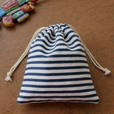 Navy Stripe Linen Pouches 50 Pack 8x10cm 9x12cm 10x15cm