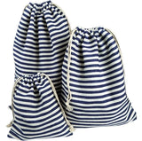 Navy Stripe Linen Pouches 50 Pack 8x10cm 9x12cm 10x15cm