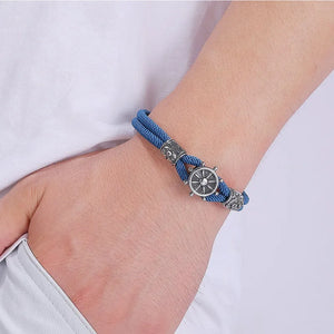 Navy Style Rope Chain Bracelet Stainless Steel Rudder Magnet Buckle