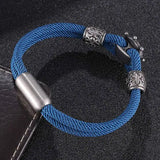 Navy Style Rope Chain Bracelet Stainless Steel Rudder Magnet Buckle