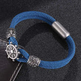 Navy Style Rope Chain Bracelet Stainless Steel Rudder Magnet Buckle