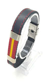 Navy Leather Bracelet with Flag Design