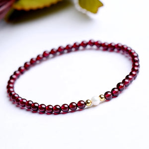 Freshwater Pearl Garnet 925 Silver Bracelet 7'-8'