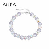 Simulated-pearl Crystal Bracelet for Women