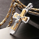 Cross Square Chain Hip Hop Necklace Stainless Steel Pendant Punk Style