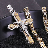 Cross Square Chain Hip Hop Necklace Stainless Steel Pendant Punk Style