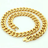 15mm Cuban Link Chain Men Silver Hiphop Long Necklace Stainless Steel