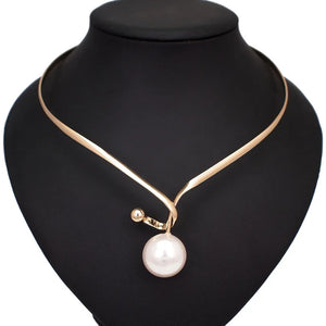 Punk Initial Necklace Cross Pendant Collar Pearl Necklace