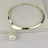 Punk Initial Necklace Cross Pendant Collar Pearl Necklace