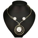 Punk Initial Necklace Cross Pendant Collar Pearl Necklace