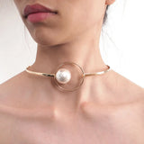 Punk Initial Necklace Cross Pendant Collar Pearl Necklace
