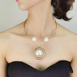 Punk Initial Necklace Cross Pendant Collar Pearl Necklace