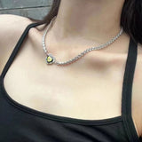 Sparkling Heart Chain Choker Necklace
