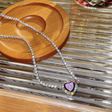 Sparkling Heart Chain Choker Necklace