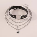 Gothic Punk Leather Neck Chain Heart Butterfly Necklace
