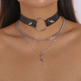 Gothic Punk Leather Neck Chain Heart Butterfly Necklace