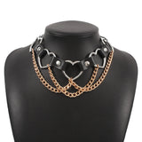 Gothic Punk Leather Neck Chain Heart Butterfly Necklace