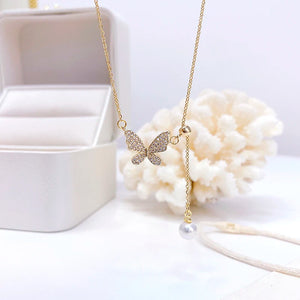 Butterfly Temperament Zircon Necklace Pull-Out Gift