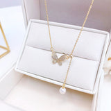 Butterfly Temperament Zircon Necklace Pull-Out Gift