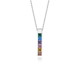 925 Silver Plated Square Stone Zircon Pendant Necklace