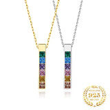 925 Silver Plated Square Stone Zircon Pendant Necklace