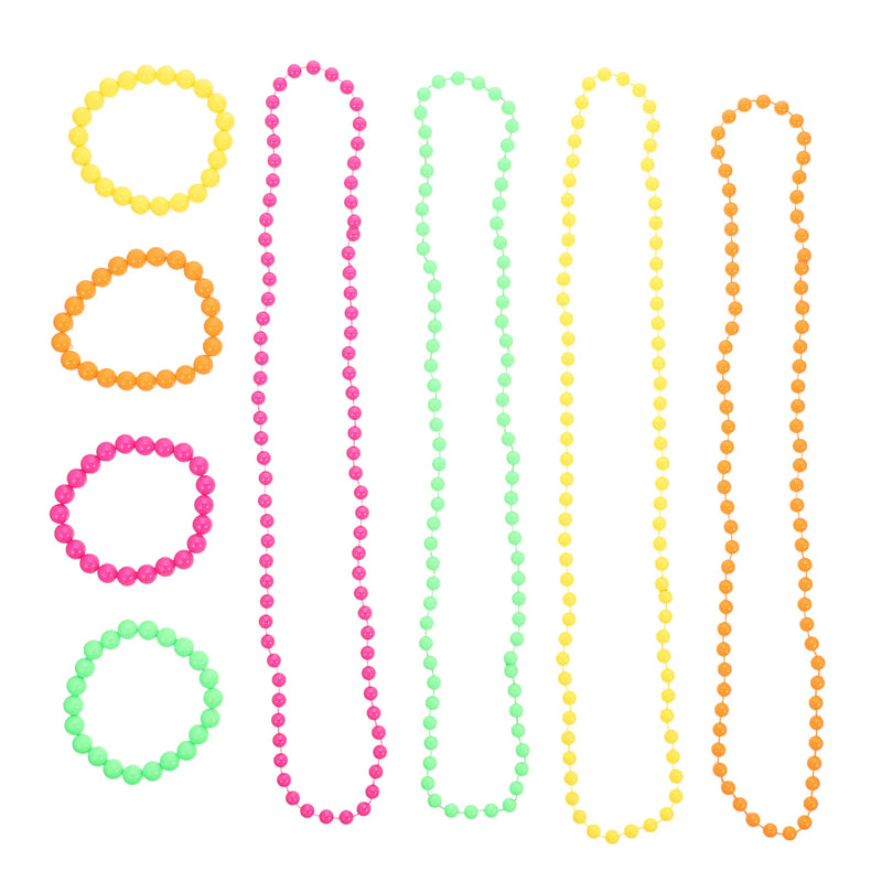 Mardi Gras Bead Necklace and Bracelet Set for Girls