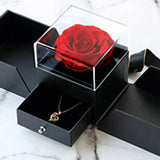 Useful Mini Festive Eternal Rose Necklace Ring Box Valentines Gift Necklace Case
