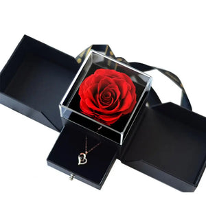 Useful Mini Festive Eternal Rose Necklace Ring Box Valentines Gift Necklace Case