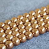 12mm Gold-Color Shell Pearl Beads 15-inch