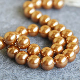 12mm Gold-Color Shell Pearl Beads 15-inch
