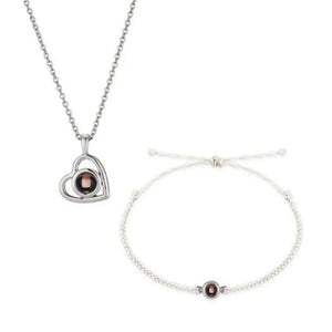 Custom Picture Necklace Bracelet Set - Personalized Photo Jewelry