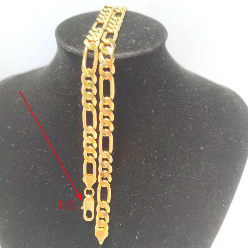 14k Hallmarked Men's Bling Link Chain Necklace 600mm 8mm