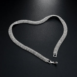 Rhinestone Clavicle Chain Necklace for Girls Party H93794