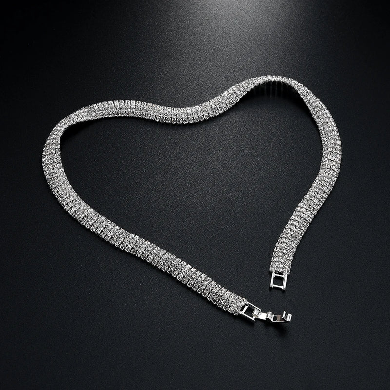 Rhinestone Clavicle Chain Necklace for Girls Party H93794