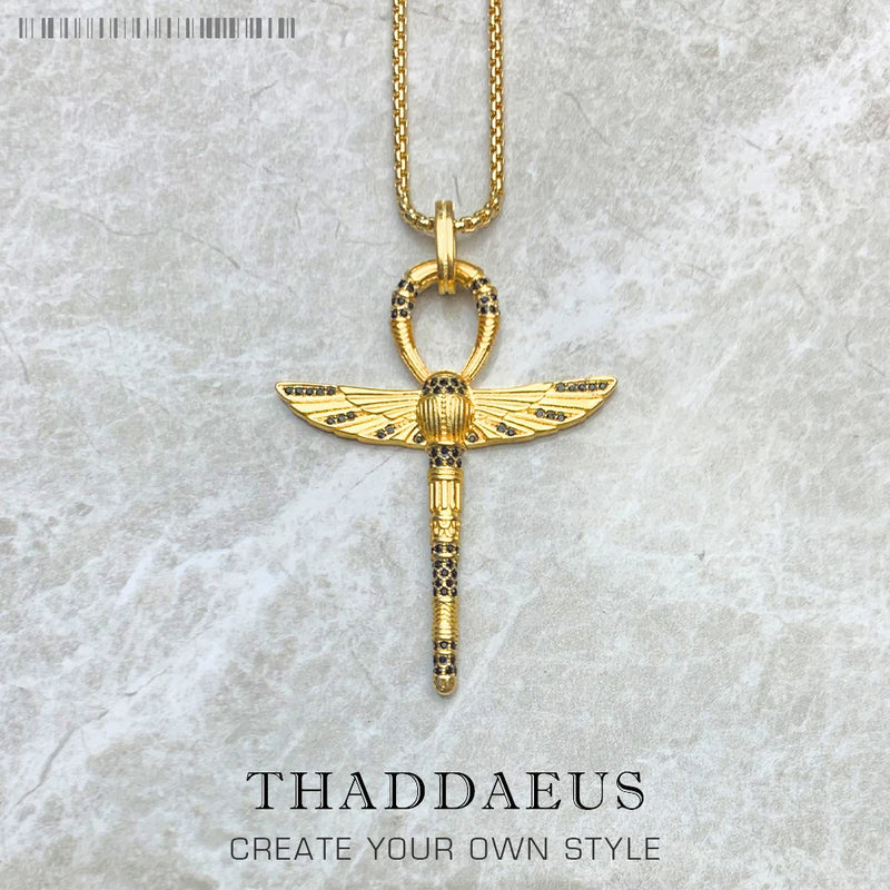 Ankh Cross of Life Necklace with Scarab 925 Sterling Silver Bijoux Gift