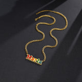 Colorful Diamond Necklace O-Chain Cuba-Chain Stainless Steel