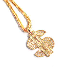 Dollar Pendant Necklace Hip Hop Symbol Chain Rapper Punk Style